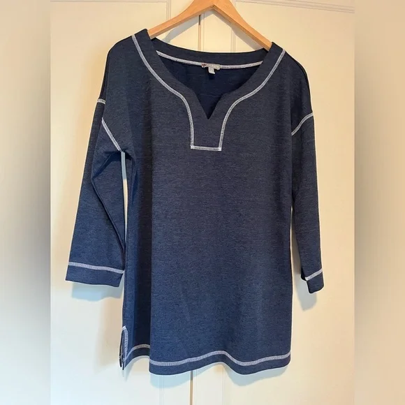 Talbots Navy Tunic Top - Picture 1 of 5